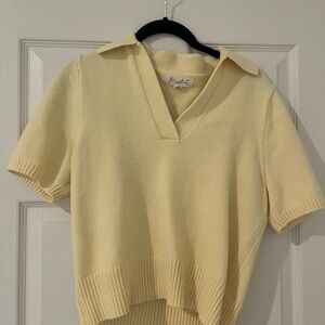 Butter Yellow Knit Polo Top